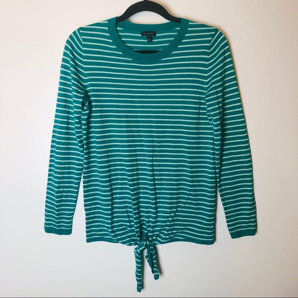 Talbot's Striped Front Tie Sweater XS EUC